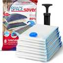 Spacesaver Vacuum Storage Bags with Hand Pump - Vacuum Seal Bags for Clothing, Comforters, Blankets - Reusable Compression Bags for Travel, Moving, Organization - 2S, 2M, 2L, 2XL Sizes - Pack of 8, 2S, 2M, 2L & 2J