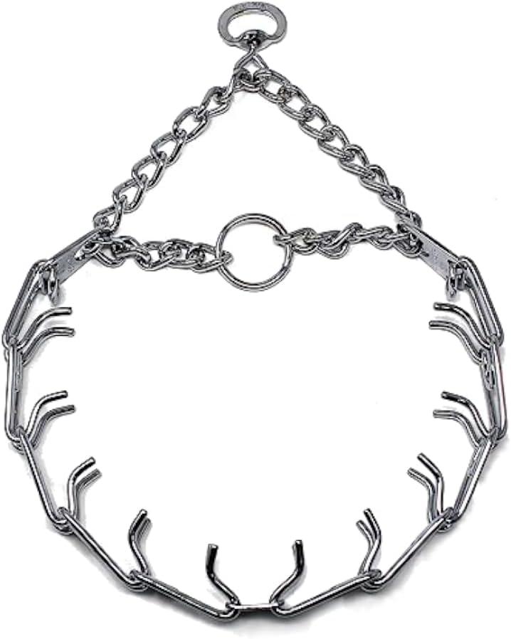 Herm Sprenger Prong Dog Training Collar Ultra-Plus Chrome Plated Steel Pet Pinch Collar for Dogs Made in Germany 23in x 3.2mm (Neck Size up to 19 inches) Medium (Silver)