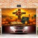 Thanksgiving Garage Door Cover 13x6Ft Christian Fall For Jesus Garage Decor Thanksgiving Decorations for Home Pumpkin Barn Thanks Giving Door Banner Autumn Outdoor Porch Decoration Religious Garage Door Mural