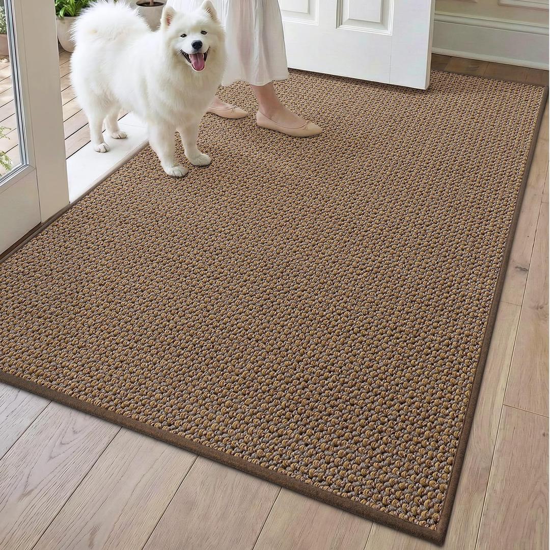 DEXI Indoor Entryway Door Mat 4x6 Washable Entry Doormat, Taupe | Non Slip Low Profile, Front Entrance Mats Dirt Trapper for Inside House Floor Patio Backdoor, 48" X 72"