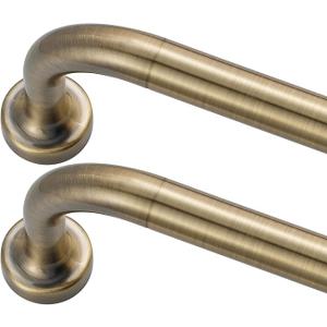 Warm Gold Curtain Rods 2 Pack,1 Inch Disc Curtain Rods for Windows 66 to 120",Blackout Wrap Around Curtain Rod with Aluminum Finials and Brackets,No Screw Disassembly Adjustable Curved Curtain Rod