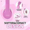 JoySpark Kids Bluetooth Headphones, Lightweight Wireless Headphones for Kids, 85/94dB Volume Limited, 60 Hours Playtime, Bluetooth 5.3, Over-Ear Toddler Headsets with Built-in Mic-Pink