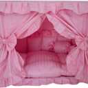 Princess Pink Pet Dog Handmade Bed House+1 Candy Pillow (Small)