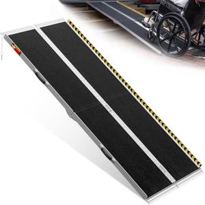 VNN Portable Wheelchair Ramp 7FT, Seamless Non-Slip Aluminum Ramps for Wheelchairs for Home, Handicap Wheelchair Ramps for Home Steps, Aluminum Loading Dock Plates, Doorways, Black (Usable height 7-21 inch)