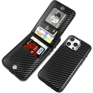 KIHUWEY Compatible with iPhone 16 Pro Max Case Wallet with Credit Card Holder, Flip Premium Leather Magnetic Clasp Kickstand Heavy Duty Protective Cover for iPhone 16 Pro Max 6.9 Inch (Carbon Black)