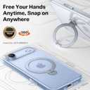 TORRAS Q3 Spin for iPhone Air Case, Patented 360 Magnetic Stand, Fit for MagSafe, Built-in Ring Holder Kickstand, Rugged Military-Grade Protective Case for iPhone 17 Air, Camera Control Button, Clear