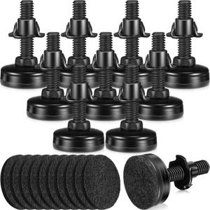 20 Sets Furniture Leg Leveler Thread Leveling Feet Adjustable Furniture Leveling Feet Heavy Duty Leveler 3/8'-16 Adjustable Levelers for Table Cabinet Chair Sofa Raiser, Black