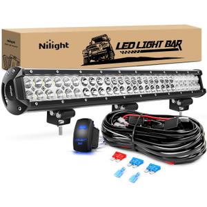 Nilight LED Light Bar 25Inch 162W Spot Flood Combo Off Road 12V 5Pin Rocker Switch Wiring Harness Kit (ZH081)