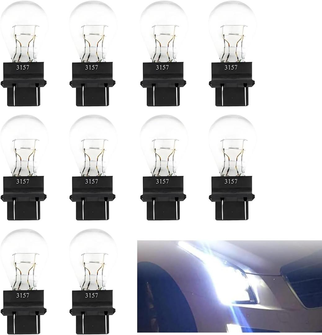 10 PCS 3157 Car Tail Light Bulb, Waterproof Waterproof Vehicle Vehicle Turn Signal Light, Universal 12V 21/5W Automotive Brake Light Replacements for Truck SUV Car (White Light)