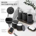 7PCS Bathroom Accessories Set, with Soap Dispenser, Q-tip Holder, Toothbrush Holder, Tumbler, Soap Dish, Vanity Tray, Bathroom Set Complete Organizer Countertop for Modern Decor, Black