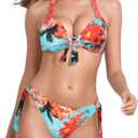 Colloyes Women's Two Piece Bikini Sets Push Up Halter Bikini Bathing Suit Adjustable 2 Piece Swimsuit M
