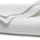 BOLL & BRANCH Dream Throw Blanket - One Size, White - Luxury 100% Organic Cotton - Soft, Lightweight and Breathable - Cloud-Like Touch - 50x70 Inches