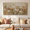 Large Framed Vintage Floral Wall Art for Living Room, Neutral Retro Flower Canvas Painting Prints, Rustic Cottage Core Botanical Picture for Farmhouse Bedroom Dining Room Office Wall Decor, 30x60 Inch, 57"L x 28.5"W