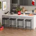 HOOBRO Bar Stools,Set of 4 Bar Chairs, Counter Height Stools, Saddle Barstools, Set of 4 Kitchen Stools, 24.8 Inches Barstools, 2.4" Thick Upholstery, for Kitchen, Dining Room, Black BB10BYP401, 16.5"L x 11.8"W x 24.8"H
