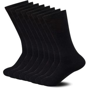 Sock Amazing Unisex Bamboo Rayon Socks Super Soft Black Crew Socks 8 Pack, Size: 9-11