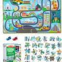 Melissa & Doug Race Around the World Tracks Cardboard Jigsaw Floor Puzzle and Wind-Up Vehicles  48 Pieces, for Boys and Girls 4+ - FSC Certified