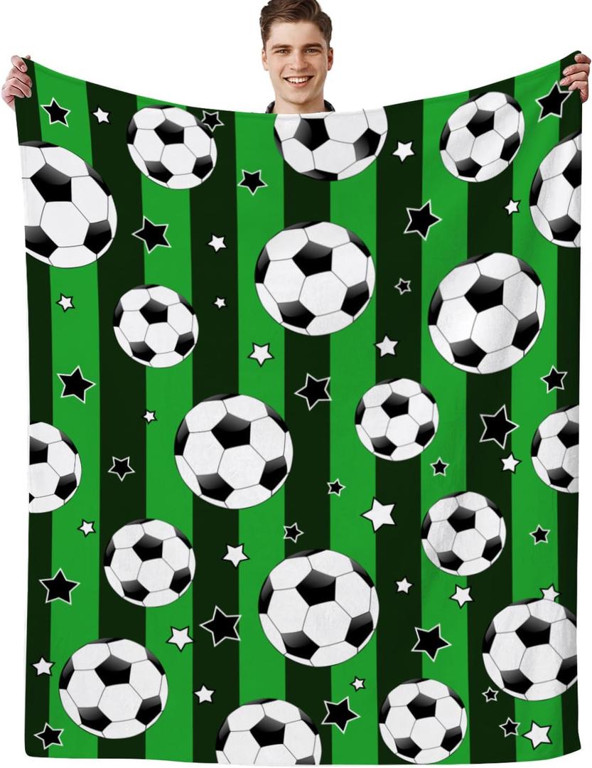 Soccer Blanket Gifts for Boys Ultra Soft Flannel Soccer Throw Blanket Warm Lightweight Blankets Soccer Lover Gifts for Kids Teens Adults 50"X40" (Socce2)