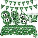 Soccer Birthday Party Decorations Includes Plates Napkins Banner Cups Tablecloth for Soccer Sports Theme Birthday Party Decorations, Serve 20