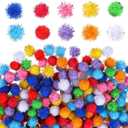 PEOVLVN 500 Pcs Glitter Pom Pom Balls, 0.6inch Small Pom Poms for Crafts Fluffy Puff Balls Multicolor Pompoms for Art Crafts DIY Projects Holiday Party Home Decorations