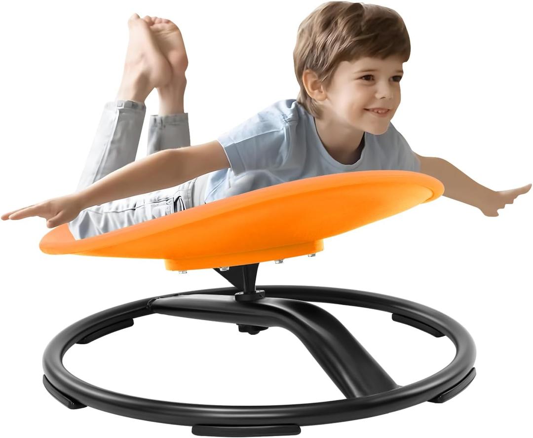 Zhenx Spinning Chair for Autistic Kids (3-18 Years), Sensory Swivel Chair for Teens with ADHD/Autism  2119 Inch 220LBS Weight Capacity Seat  Sit and Spin Calming Toy for Body Balance (Orange)
