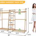 Baveke Bamboo Garment Rack 9 Tier Storage Shelf Coat Clothes Hanging Rack, Portable Wardrobe Closet Organizer With Top Shelf, Shoe Storage Shelves for Bedroom, Natural, FSC-Certified Bamboo