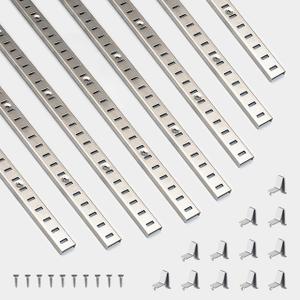 Adjustable Shelf Bracket 40 Inch 8 Pack Silver Shelf Pilaster Strips Shelf Rail Shelf Track Adjustable Wall Shelves and Supports for Cabinet Closet Organization
