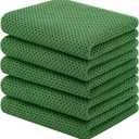 Homaxy 100% Cotton Waffle Weave Kitchen Towels, 5-Pack Ultra Soft Absorbent Dish Towels, Quick Drying Cleaning Towels, 13 x 28 Inches, Grass Green