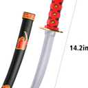 2 Pcs Plastic Samurai Sword with Sheath, Ninja Swords Katana Toy Halloween Costume Accessories for Boys, 15.7'' Length (Red)