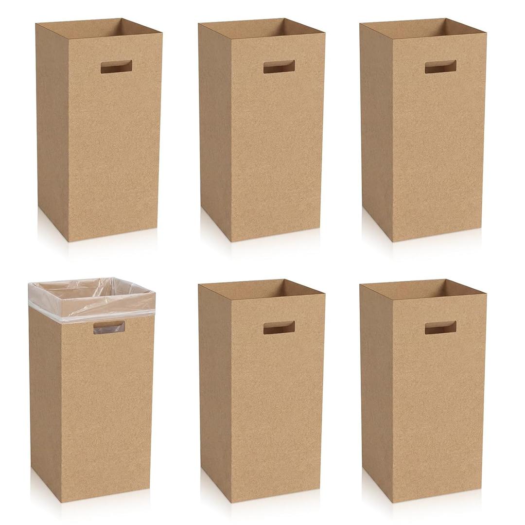 Domensi 6 Pack 30 Gallon Corrugated Cardboard Disposable Trash Cans Party