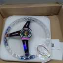 14" Transparent Acrylic Racing Steering Wheel 6 Bolt Neo Chrome Universal Golf Cart Steering Wheel with Horn Button
