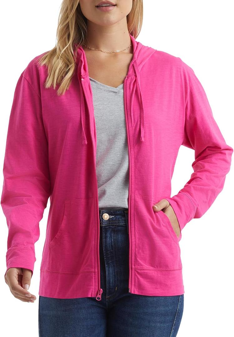 Hanes Womens Slub Knit Full-Zip Hoodie, Textured Cotton Zip-Up T-Shirt Hoodie for Women (Medium)