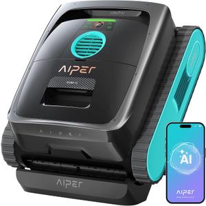 AIPER Scuba V3 AI Vision Cordless Robotic Pool Cleaner, Include Wireless Charging Dock, Smart Waterline Parking & Featherlight Design, Micromesh Multi-Layer Filtration, Blue