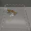 Acrylic Scalloped Tray 16'' X 12'' Clear Acrylic Serving Tray with Magnetic Mat and Golden Handles for Customizable Picture, Art, Decorative Storage Organizer