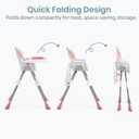 Dream On Me TableTalk 2-in-1 High Chair for Baby & Toddler Convertible High Chair to Junior Chair, Removable Padded Seat, Dual Dishwasher-Safe Trays, Styrdy Steel Frame, Quick Folding Design Pink