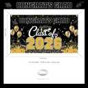 Class of 2026 Graduation Party Decorations Banner, Black and Gold Fabric Backdrop (Not Plastic), Congrats Grad Photo Booth Prop Background with Grommets for High School College Decor (63x35 Inch)
