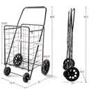 Wellmax 2-Pack Shopping Utility Cart with Stair Climber, Collapsible Folding Cart for Grocery, X-Large and Large (Black and Silver)