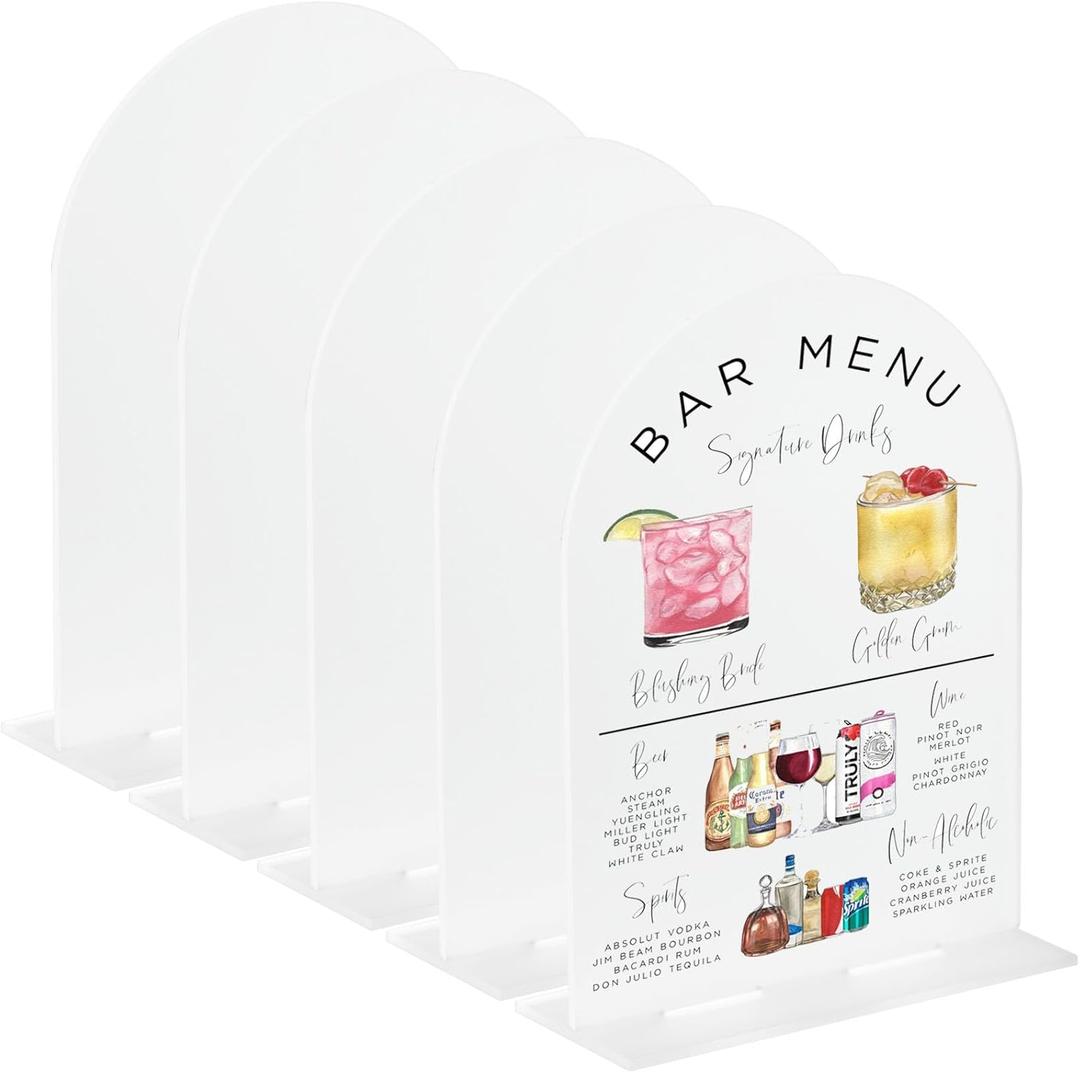 8x10 Inch Frosted Arch Acrylic Sign with Stand | 5 Pack Blank Frosted Acrylic Arch Table Signs with Base for DIY Wedding Table Numbers, Arched Wedding Signage, Events& Parties (8x10 Inch)