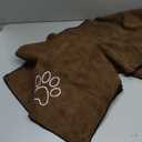 Chumia 4 Pack Dog Towels for Drying Large Microfiber Grooming Tools Absorbent Soft Bath Supplies with Embroidered Paw for Small Medium Pet Products(16 x 32 Inch,Brown)
