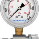 Measureman Pressure Washer Gauge Kit, 2-1/2 Inch, 6000 PSI, 3/8 Inch Stainless Steel Quick Connect, Liquid Filled Design