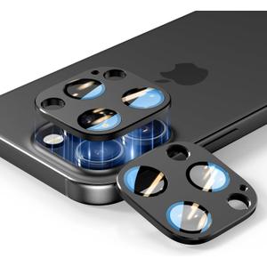 [2 Pack] for iPhone 14 Pro/Pro Max Camera Lens Protector, Military Grade 9H Tempered Glass, Premium Metal flat Covering Design, Anti-Fingerprint Technology, Ultra HD Photography, Black