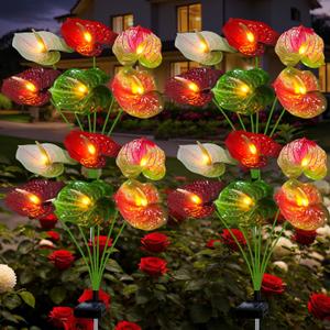 Solar Lights Outdoor - Unique Solar Anthurium Lights Solar Plant Waterproof Decor for Garden, Lawn, Patio, Thoughtful Gift for Garden Lovers
