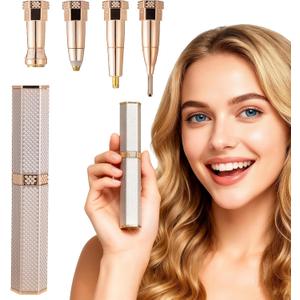 Facial Hair Remover for Women Face, 4 in 1 Electric Eyebrow Trimmer for Nose Neck Leg Arm Armpit Bikini Hair with USB Cable