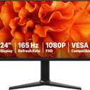 Amazon Basics 24 Inch Gaming Monitor, FHD 1080P, 165Hz, 1ms Response Time, IPS Display, Adaptive Sync, VESA Compatible, Black