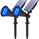 T-SUNUS Blue Solar Lights Outdoor Christmas, 2 Modes Garden Spotlights Waterproof IP65 Auto On/Off Security Landscape Pond Spot Light for Tree Flag Patio Garage Yard Driveway Pool Halloween 2 Pack