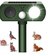 Solar Ultrasonic Animal Repellent Outdoor, Cat Squirrel Raccoon Bird Dog Deer Repellent Devices Motion Detection, Waterproof Mouse Skunk Rabbit Rodent Deterrent for Yard Farm Garden 1 Pack