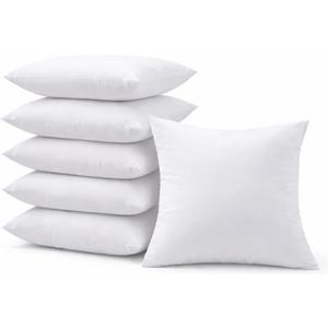 18 x 18 Inch Throw Pillow Inserts Set of 6 Square Cushions with Polyester Fill for Decorative Pillow Covers
