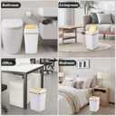 3 Pack Bathroom Trash Can with Lid 4 Gallon Small Trash Can with Swing Lid White and Gold Bathroom Garbage Can with 225 Counts Trash Bags for Kitchen Bedroom Office