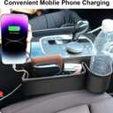 JINRUITOP Car Seat Gap Filler Organizer with Cup Holder, 2 Pack Adjustable Leather Car Side Seat Storage Box, Multifunction Interior Storage Organizer for Phones Keys Sunglasses Cards, Black