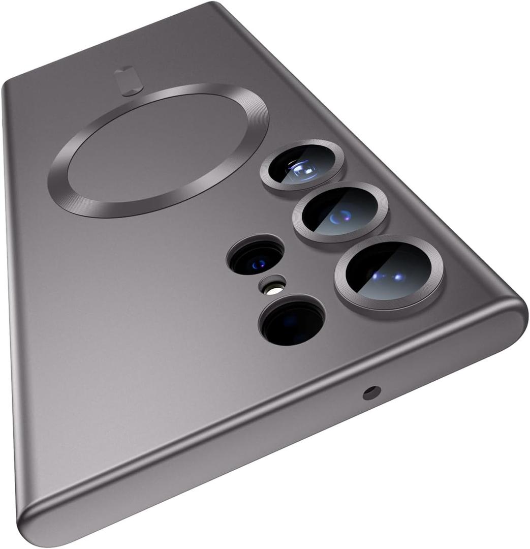 Matte for Samsung Galaxy S23 Ultra Case, Compatible with MagSafe, Slim Thin Magnetic Cover with Built-in Camera Lens Protector Shockproof Phone Shell, Titanium Gray