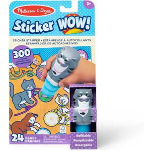 Melissa & Doug Sticker Wow! 24-Page Activity Pad and Sticker Stamper, 300 Stickers, Arts and Crafts Fidget Toy Collectible Character  Cat - for Kids Ages 3+ - FSC Certified (Single)